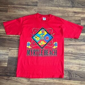 Vintage Myrtle Beach Western Country Graphic Single Stitch Shirt Red Adult Large